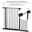Cancelletto per Cani Estensibile con Viti e Ampia Apertura 76-107x76 cm in Metallo e Plastica Nero