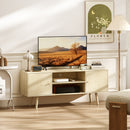 Mobile TV da 55" con 2 Armadietti e 2 Ripiani Aperti 120x34x50 cm in Legno e Truciolato Color Legno      