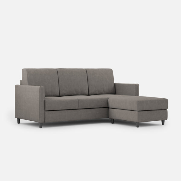 Canapé 3 places avec pouf 198x155x85 cm Karay en tissu gris acquista