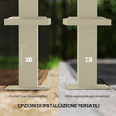 Gazebo da Giardino Pergola 298x297x221 cm con Tettuccio Retrattile  Viti e 8 Picchetti in Poliestere 180g e Metallo Cachi   