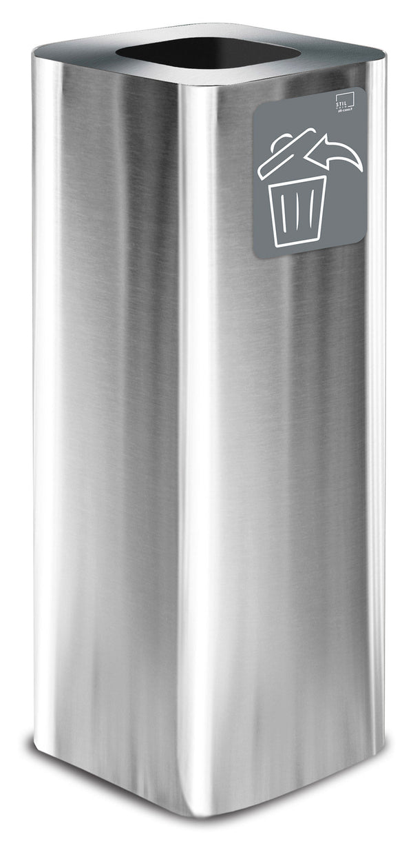 Poubelle pour collecte des déchets 30x30xh80 cm en inox avec pictogramme magnétique argenté acquista
