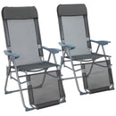 Set 2 Sdraio da Giardino Pieghevoli 63x81x108 cm con Poggiapiedi Grigio