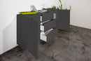 Credenza 2 Ante + 3 Cassetti 160x41,4x86 cm Bloom Grigio Antracite Laccato Lucido
