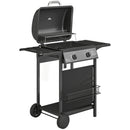 Barbecue a Gas 99x56x95 cm 2 Bruciatori Tavolini Laterali Vassoio Raccogli Grassi in Metallo e Acciaio Nero      