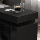 Comodino 45x35x52 cm Illuminazione LED a 16 Colori e 4 Modalità con 2 Cassetti in Legno Nero      