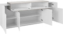Credenza 4 Ante Battenti + 1 Anta a Ribalta 200x45x85,5 cm Coro Bianco Lucido e Cemento
