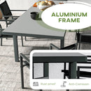 Set Tavolo Allungabile e 6 Sedie Pieghevoli da Giardino  in Alluminio Grigio e Nero