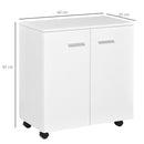 Mobile TV in legno con Ruote e 2 ante Bianco 60x35x65 cm 