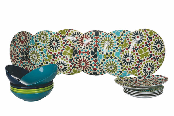 Service à Vaisselle 18 Pièces en Porcelaine et Grès 6 Places en 3 Décors Différents VdE Tivoli 1996 sconto
