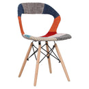 Set 4 Sedie 78x46x46 cm in Tessuto Patchwork da Interno Rosso e Arancione