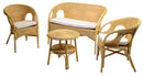 Set Salotto da Giardino Divano 2 Poltrone e Tavolino in Rattan Mandolino Miele