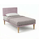 Letto Singolo con Rete Rivestita Microfibra Glicine Tessis Testata Vertical Varie Misure