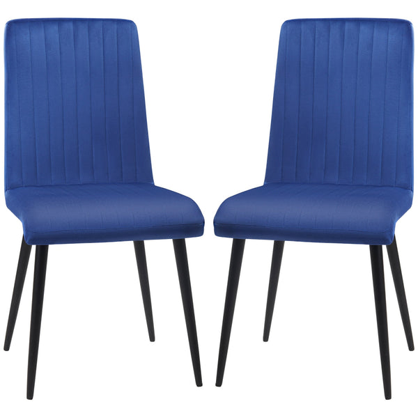 acquista Set 2 Sedie Imbottite 43x58x90 cm in Tessuto Blu