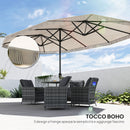 Ombrellone Doppio a 12 Stecche 450x265x260 cm in Acciaio e Poliestere Bianco Crema  