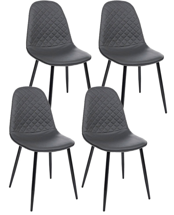 online Lot de 4 chaises 45x54x87 cm Amanda en simili cuir gris