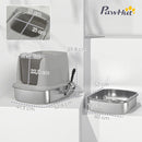 Lettiera per Gatti Chiusa 52,4x41,3x39,8 cm con Coperchio Ribaltabile Doppia Porta Paletta in Acciaio Inox Grigio Chiaro      