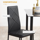 Set di 4 Sedie da Pranzo 41x50x97 cm con Schienale Alto in Similpelle Nero