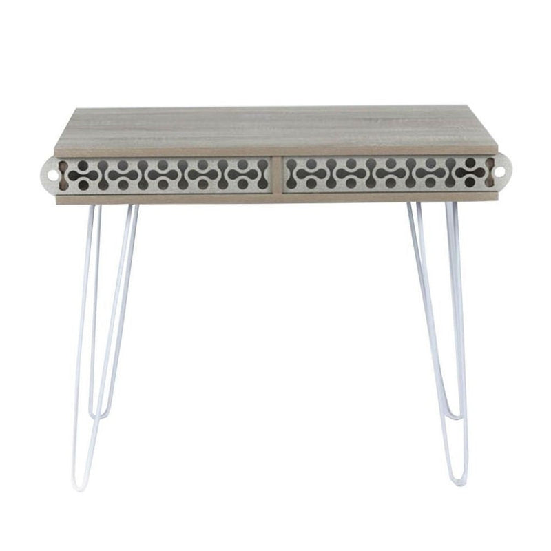 Scrivania Ilia 96x51x75 cm piedi in metallo bianco e piano rovere