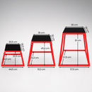 Set Box Pliometrici Trapezoidali Antiscivolo 30,5-61 cm in Acciaio Rosso      