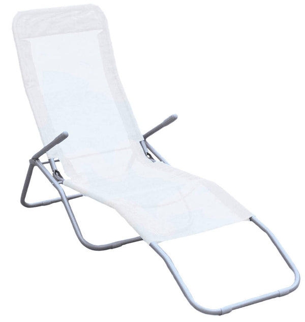 Chaise Longue Pliante en Tissu Textilène Blanc Ranieri Formentera Acier online