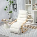 Poltroncina Relax 67x93-114x105 cm con Rivestimento in Velluto e Poggiapiedi Regolabile in Legno Crema      