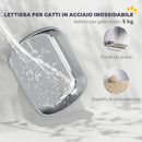Lettiera Gatto Chiusa L 52,4x41,3x39,9 cm con Maniglia Paletta Pacchetto Deodorante e Antiperdita in Acciaio Inox e ABS Bianco      