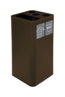 Pattumiera a Bidone da 100 L 38,3x38,3x82,5 cm 3 Scomparti Tubolari e 1 Scomparto Gettacarta in Acciaio Verniciato Corten 