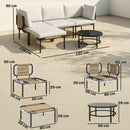 Set 5 Pezzi da Giardino Modulabile con Divano a L Tavolino e Cuscini in Rattan Cachi      