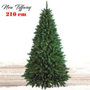 Albero di Natale New Tiffany Ø124x210 cm 1078 Rami Super Folto con Base a Croce in PVC Verde      