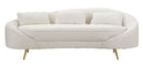 Divano 3 Posti Oslo con Cuscini Crema 185x84x68 cm in Eucalipto e Spugna e Poliestere e Metallo      