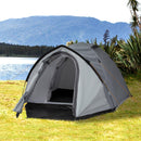 Tenda da Campeggio 4 Persone 325x183x130 cm con Vestibolo e Finestre Grigia