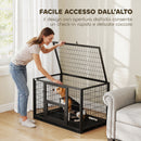 Gabbia per Cani Robusta 94x60x64 cm con Vassoio Rimovibile e Doppia Porta in Acciaio e Plastica Nero      