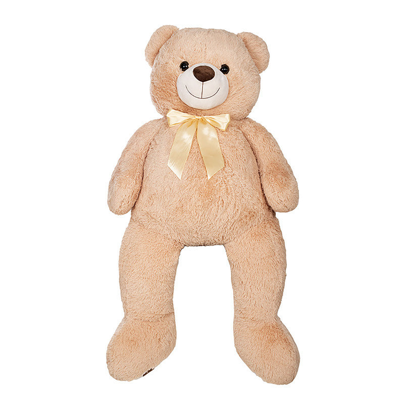 Orso di Peluche con Fiocco Dorato Altezza 150 cm Beige       