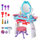 Postazione Trucco Specchiera Giocattolo per Bambini con Sgabello   Azzurra