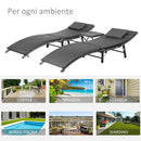 Set 2 Lettini Prendisole e Tavolino Pieghevoli in Rattan Grigio