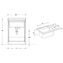 Mobile Lavatoio 63x60x87 cm 2 Ante Asse in Legno Montegrappa Acqua Edilla Bianco