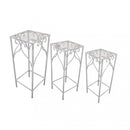 Set 3 Fioriere Vincent in Acciaio Bianco Antico