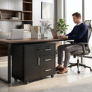 Mobile 60x40x56 cm con 3 Cassetti Mensola Regolabile Supporto Stampante e Serratura in Truciolato Nero      