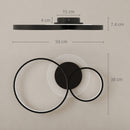 Plafoniera LED Moderna a 3 Anelli 59x8x7,4 cm Potenza 40W in Alluminio e Acrilico Nero  