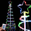 Albero di Natale Luminoso a Spirale Ø48x150 cm con 100 LED RGB e Telecomando in Ferro e PVC      