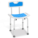 Sedia da Doccia con Schienale per Anziani Disabili Altezza Regolabile Max 130 kg Bianco e Blu      