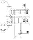 Miscelatore Rubinetto Monocomando per Doccia da Incasso con Deviatore Satinato Tevere