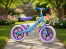 Balance Bike Bicicletta Senza Pedali per Bambini 12" Licenza Disney Frozen Azzurro e Lilla