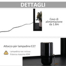 Scaffale Soggiorno in MDF con Lampada 40W Rete Nero Bianco 26x26x160 cm 