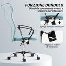 Sedia Ergonomica da Ufficio Girevole 63x65x109-119 cm con Schienale a Rete Verde Chiaro   