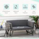 Divano da Giardino 2 Posti con Imbottitura e Braccioli Ribaltabili 129x63x67 cm in Rattan Grigio