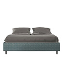 Letto Matrimoniale Giroletto con Alzata Comoda Imbottito in Tessuto Aragona Azelia Blu Varie Misure