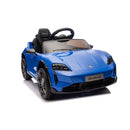 Macchina Elettrica per Bambini Porsche Taycan Turbo S 12V con Telecomando Bluetooth Luci LED e Tappetini Blu