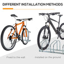 Rastrelliera Porta Biciclette 6 Posti 179x33x27 cm in Acciaio Argento