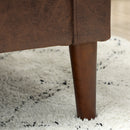 Divano 2 Posti Moderno 130x78x85 cm con Rivestimento in Tessuto Effetto Pelle Traspirante e Gambe in Legno Marrone Scuro      